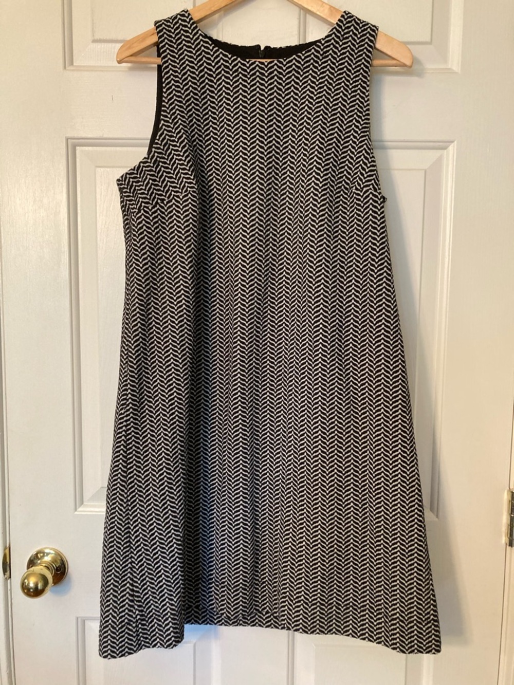 LOFT Black and White Chevron Sleeveless Dress